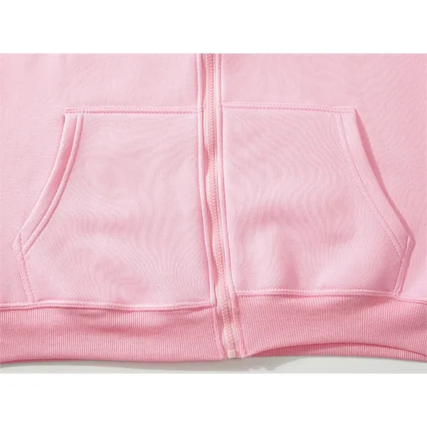 Unisex Casual Solid Color Full Zip Up Hoodies Sweatshirts - Unisex Casual Solid Color Full Zip Up Hoodies Sweatshirts - Image 3 of 4