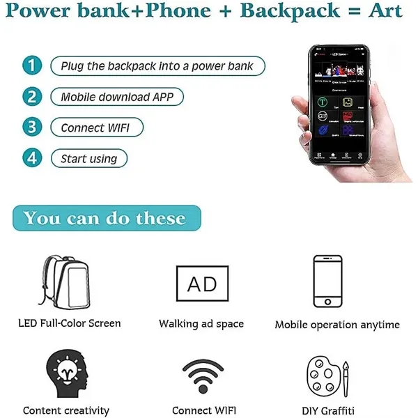 App Control DIY LED Display Backpack - App Control DIY LED Display Backpack - Image 2 of 8