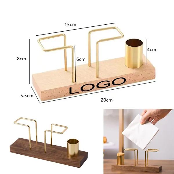 Wood Vertical Napkin Holder With Toothpick Dispenser - Wood Vertical Napkin Holder With Toothpick Dispenser - Image 0 of 1