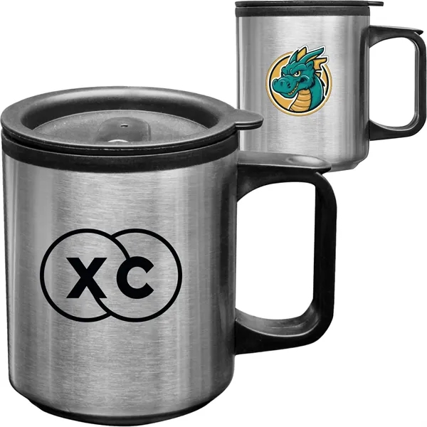 12 oz Double Wall Stainless Steel Travel Mugs With Handle - 12 oz Double Wall Stainless Steel Travel Mugs With Handle - Image 0 of 2