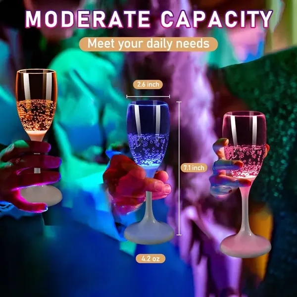 Colored Lights Up Champagne Flutes Cups/Set of 6 - Colored Lights Up Champagne Flutes Cups/Set of 6 - Image 1 of 8