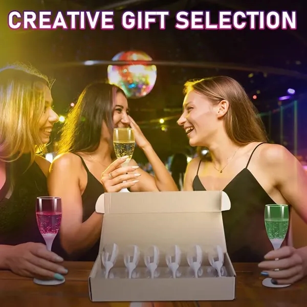 Colored Lights Up Champagne Flutes Cups/Set of 6 - Colored Lights Up Champagne Flutes Cups/Set of 6 - Image 2 of 8