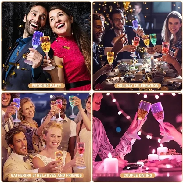 Colored Lights Up Champagne Flutes Cups/Set of 6 - Colored Lights Up Champagne Flutes Cups/Set of 6 - Image 4 of 8