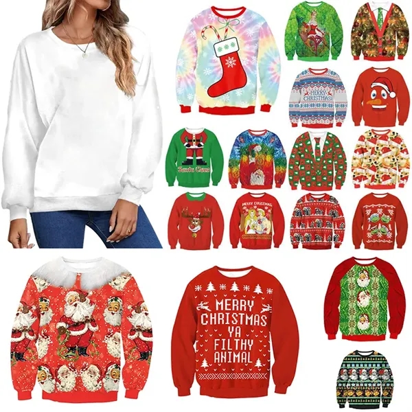 Unisex Ugly Christmas Holiday 3D Printed Hoodie Sweatshirt - Unisex Ugly Christmas Holiday 3D Printed Hoodie Sweatshirt - Image 0 of 3