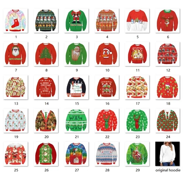 Unisex Ugly Christmas Holiday 3D Printed Hoodie Sweatshirt - Unisex Ugly Christmas Holiday 3D Printed Hoodie Sweatshirt - Image 1 of 3