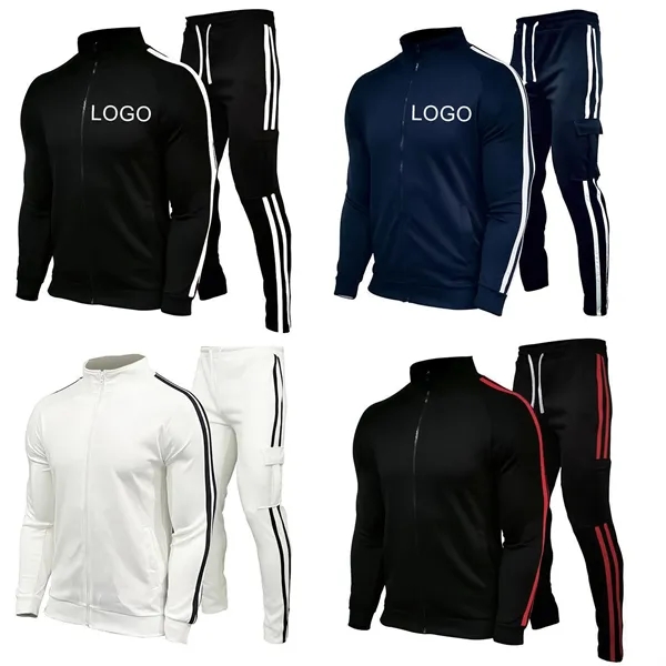 Men's Long Sleeve Full-Zip Running Casual Tracksuit Set - Men's Long Sleeve Full-Zip Running Casual Tracksuit Set - Image 0 of 2