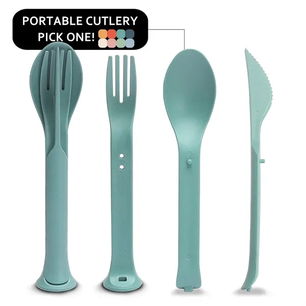 Portable 3 In 1 Biodegradable Wheat Straw Cutlery Set - Portable 3 In 1 Biodegradable Wheat Straw Cutlery Set - Image 1 of 2