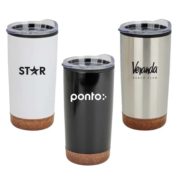 20 oz. Stainless Steel PP Cork Base Tumbler with Clear Lid - 20 oz. Stainless Steel PP Cork Base Tumbler with Clear Lid - Image 0 of 3