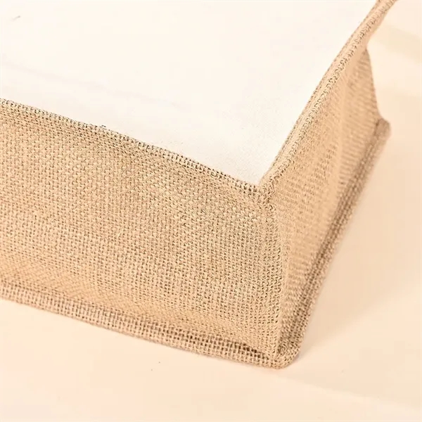 Mini Jute Tote Bag w/Canvas Handle - Mini Jute Tote Bag w/Canvas Handle - Image 2 of 4