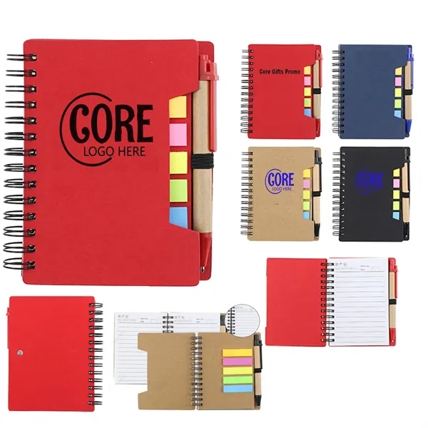 Custom Notebook With Sticky Notes and Pen - Custom Notebook With Sticky Notes and Pen - Image 0 of 2