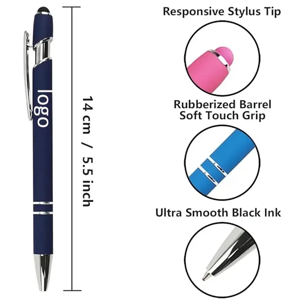 2-in-1 Soft Touch Metal Ballpoint Pen with Stylus Tip 5.6'' - 2-in-1 Soft Touch Metal Ballpoint Pen with Stylus Tip 5.6'' - Image 1 of 7