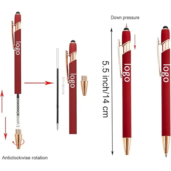 2-in-1 Soft Touch Metal Ballpoint Pen with Stylus Tip 5.6'' - 2-in-1 Soft Touch Metal Ballpoint Pen with Stylus Tip 5.6'' - Image 1 of 7