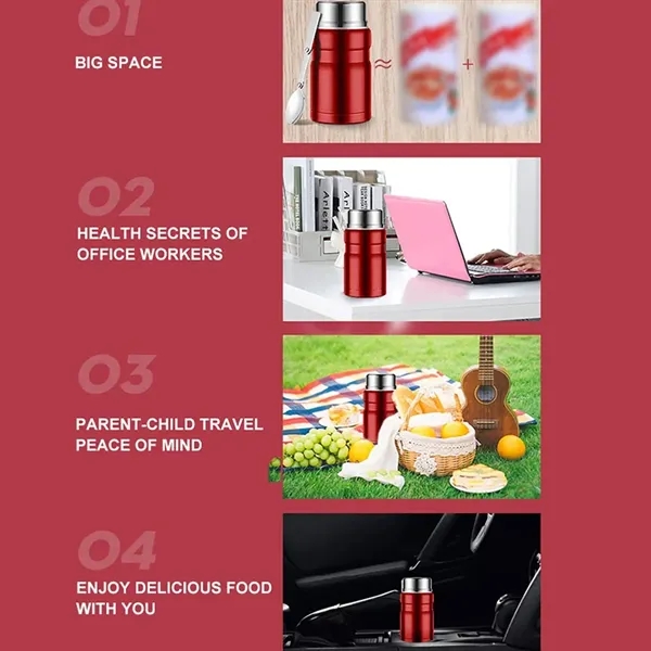 Stainless Steel Insulation Lunch Box With Spoon - Stainless Steel Insulation Lunch Box With Spoon - Image 1 of 5