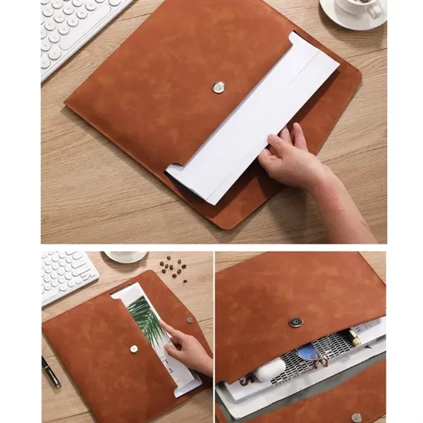 A4 Leather Document Holder Pouch File Bag Storage Organizer - A4 Leather Document Holder Pouch File Bag Storage Organizer - Image 1 of 2