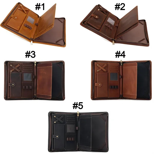 Genuine Leather Padfolio Folder With Zipper - Genuine Leather Padfolio Folder With Zipper - Image 1 of 3