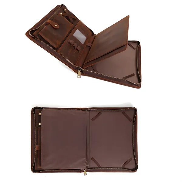 Genuine Leather Padfolio Folder With Zipper - Genuine Leather Padfolio Folder With Zipper - Image 3 of 3