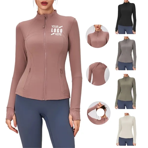Full Zip Yoga Jacket Long Sleeve Shirts for Women - Full Zip Yoga Jacket Long Sleeve Shirts for Women - Image 0 of 7