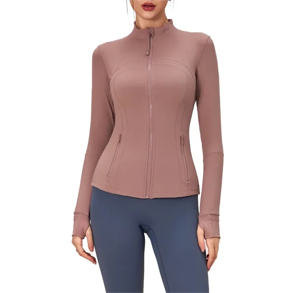 Full Zip Yoga Jacket Long Sleeve Shirts for Women - Full Zip Yoga Jacket Long Sleeve Shirts for Women - Image 1 of 7