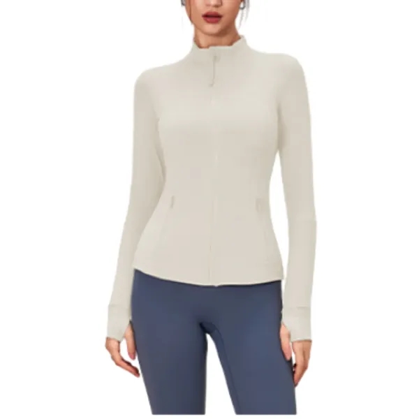 Full Zip Yoga Jacket Long Sleeve Shirts for Women - Full Zip Yoga Jacket Long Sleeve Shirts for Women - Image 4 of 7