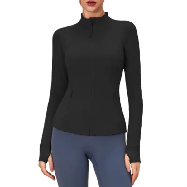 Full Zip Yoga Jacket Long Sleeve Shirts for Women - Full Zip Yoga Jacket Long Sleeve Shirts for Women - Image 5 of 7