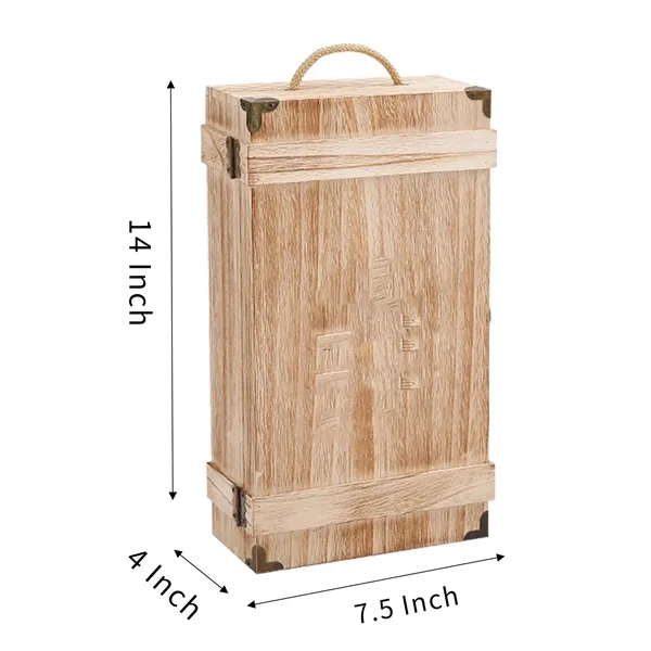 Wooden Double Wine Box With Handle - Wooden Double Wine Box With Handle - Image 1 of 2