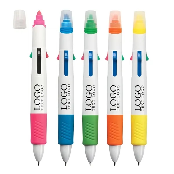 Promo 4 Ink Color Quatro Pen With Highlighter - Promo 4 Ink Color Quatro Pen With Highlighter - Image 1 of 6