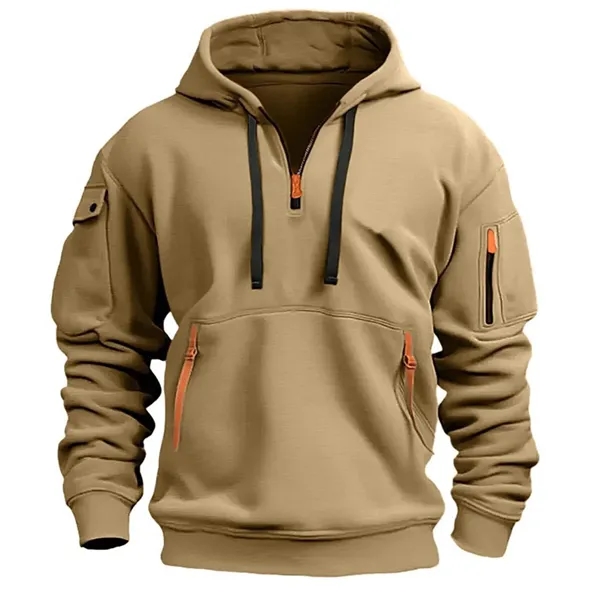 Men's 1/4 Zip Tactical Hoodie with Multi-Pocket Design - Men's 1/4 Zip Tactical Hoodie with Multi-Pocket Design - Image 5 of 8