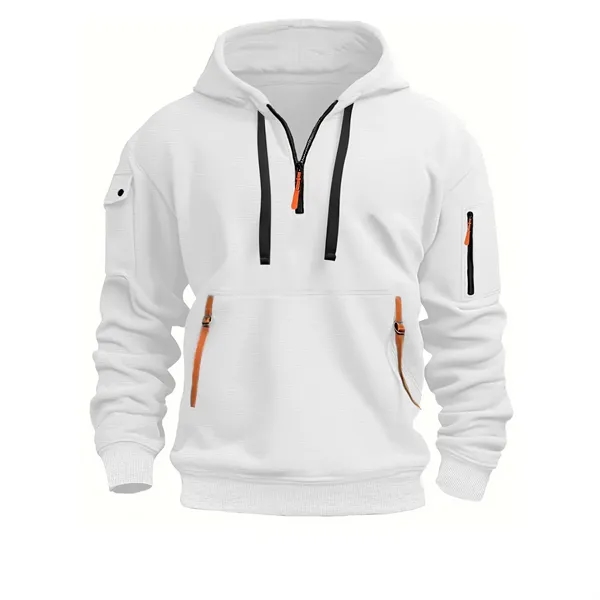 Men's 1/4 Zip Tactical Hoodie with Multi-Pocket Design - Men's 1/4 Zip Tactical Hoodie with Multi-Pocket Design - Image 8 of 8