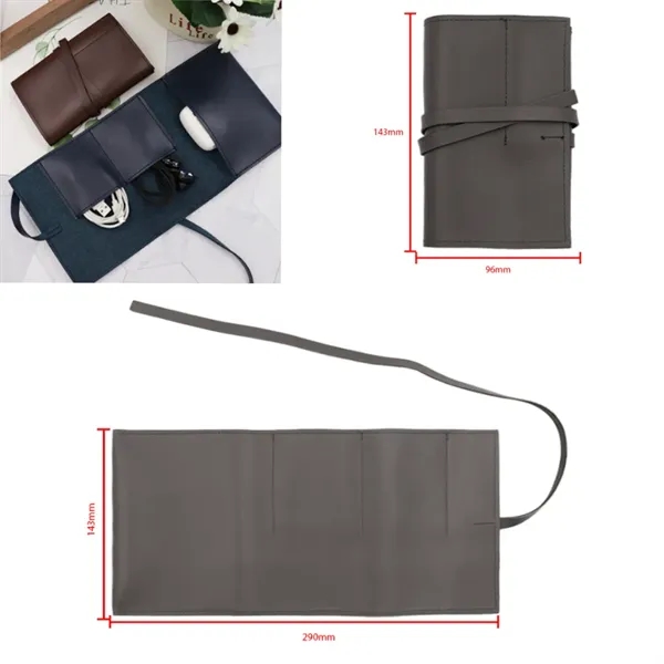 Custom Leather Organizer Cable Roll Bag - Custom Leather Organizer Cable Roll Bag - Image 1 of 1