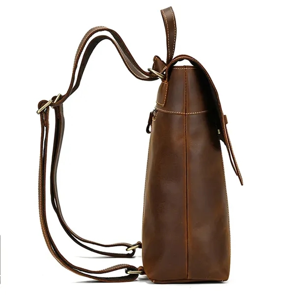 Genuine Leather Flip Cover Vintage Business Laptop Backpack - Genuine Leather Flip Cover Vintage Business Laptop Backpack - Image 1 of 9