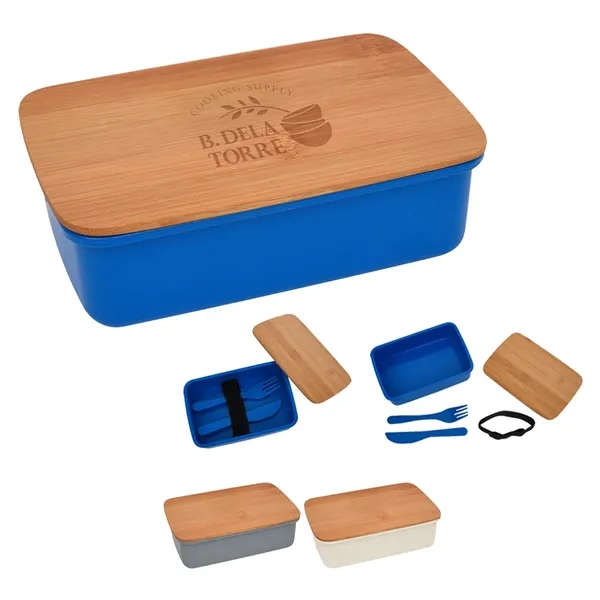 Wheat Lunch Set With Bamboo Lid - Wheat Lunch Set With Bamboo Lid - Image 0 of 7