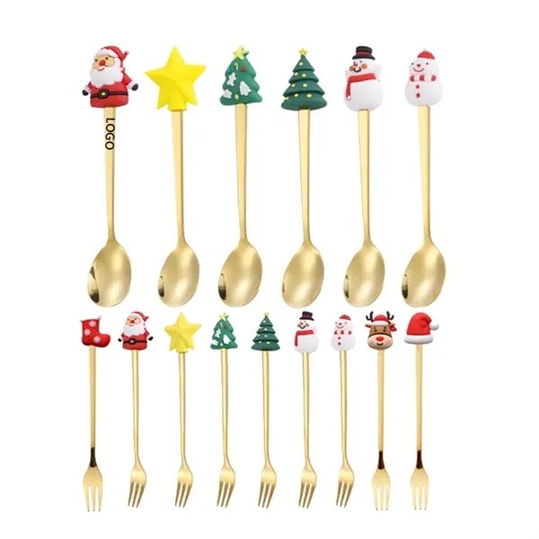 Christmas Stainless Steel Fork and Spoon - Christmas Stainless Steel Fork and Spoon - Image 0 of 3