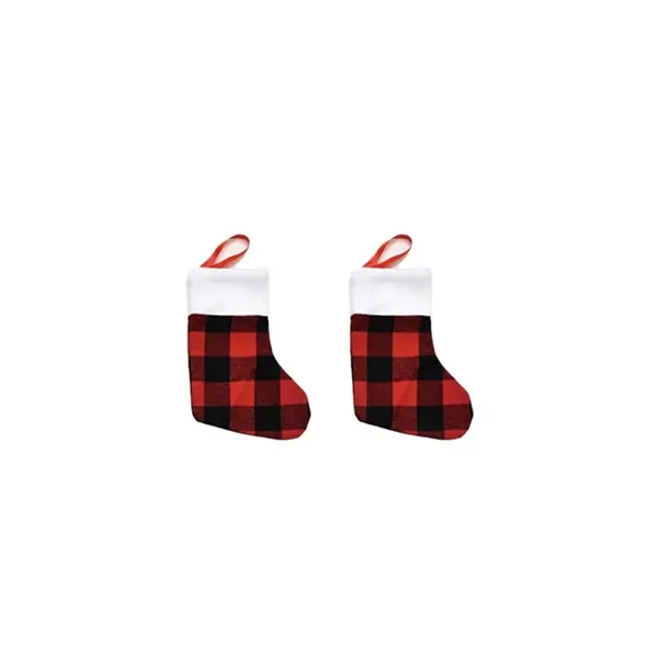Custom Plaid Christmas Stocking Ornament (Small)