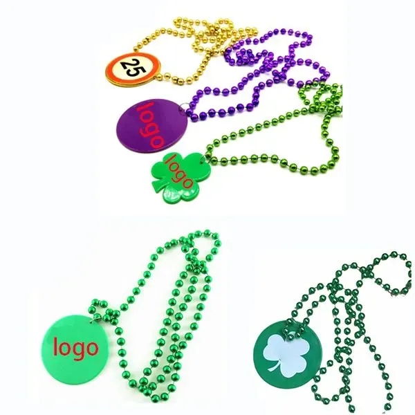 Mardi Gras Beads with Imprinted Medallion - Mardi Gras Beads with Imprinted Medallion - Image 1 of 1