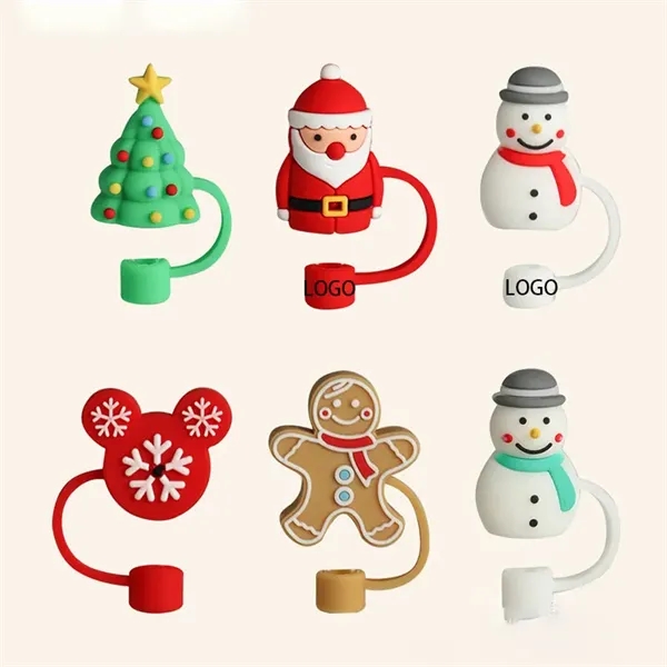 Christmas Silicone Straw Covers Toppers - Christmas Silicone Straw Covers Toppers - Image 0 of 2