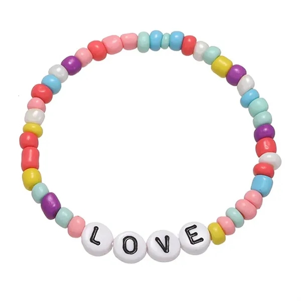 Colorful acrylic letter beaded elastic bracelet - Colorful acrylic letter beaded elastic bracelet - Image 5 of 10