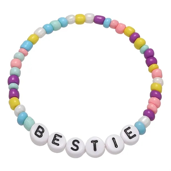 Colorful acrylic letter beaded elastic bracelet - Colorful acrylic letter beaded elastic bracelet - Image 7 of 10