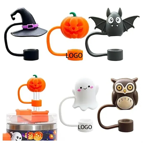 Halloween Silicone Straw Covers Toppers - Halloween Silicone Straw Covers Toppers - Image 1 of 2