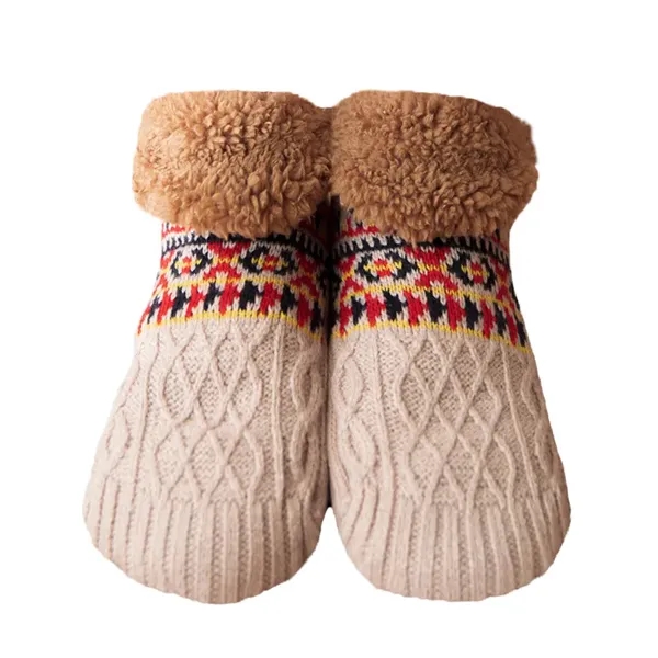 Adult Knitted Warm Cozy Fuzzy Slipper Socks With Grips - Adult Knitted Warm Cozy Fuzzy Slipper Socks With Grips - Image 3 of 7