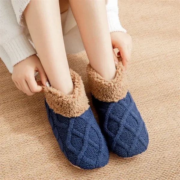Adult Knitted Warm Cozy Fuzzy Slipper Socks With Grips - Adult Knitted Warm Cozy Fuzzy Slipper Socks With Grips - Image 6 of 7