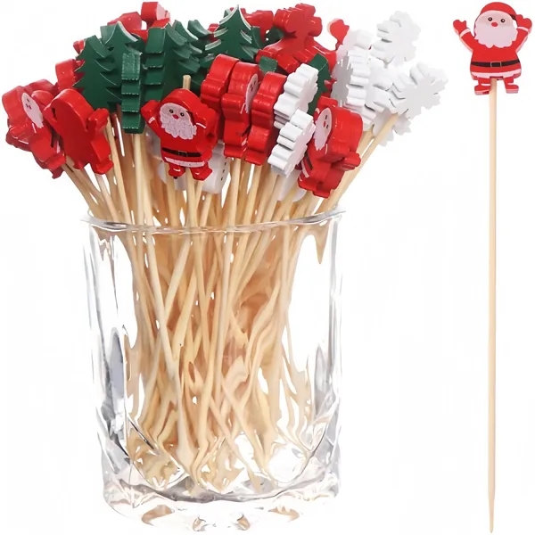100PCS/ SET Christmas Fruit Disposable Bamboo Sticks - 100PCS/ SET Christmas Fruit Disposable Bamboo Sticks - Image 4 of 4