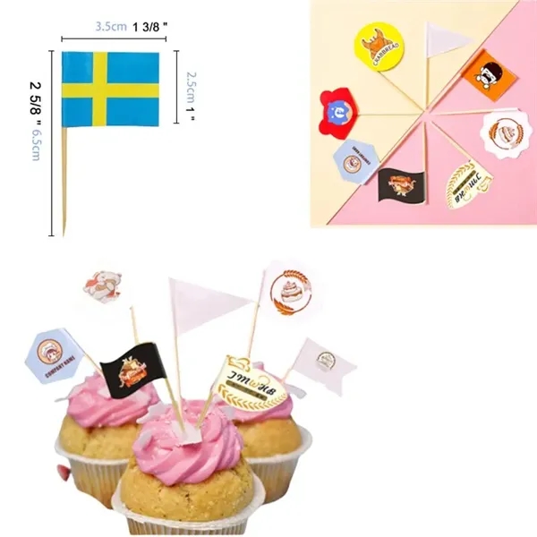 Custom Mini Cupcake Toppers Party Decoration Toothpick Flags - Custom Mini Cupcake Toppers Party Decoration Toothpick Flags - Image 1 of 3