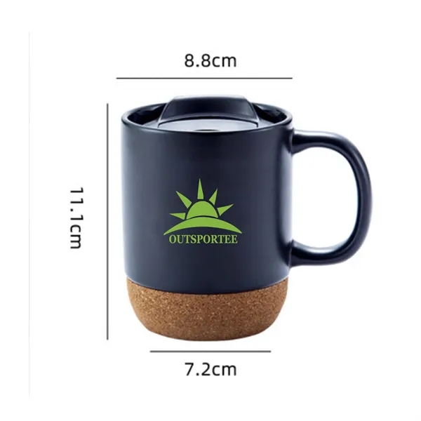 13OZ Two Tone Cork Base Ceramic Coffee Mugs with Lid Handle - 13OZ Two Tone Cork Base Ceramic Coffee Mugs with Lid Handle - Image 1 of 3