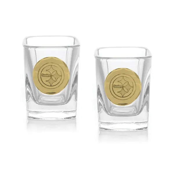 Square Shot Glass with Metal Medallion - Square Shot Glass with Metal Medallion - Image 2 of 2