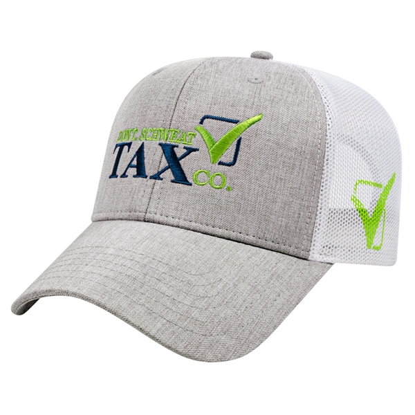 Heathered Polyester with Ultra Soft Mesh Back Cap - Heathered Polyester with Ultra Soft Mesh Back Cap - Image 0 of 1