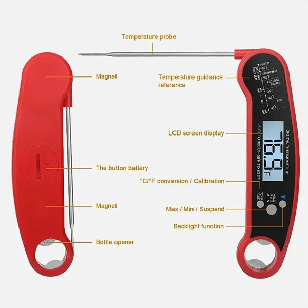 Foldable Digital Meat Thermometer - Foldable Digital Meat Thermometer - Image 3 of 5