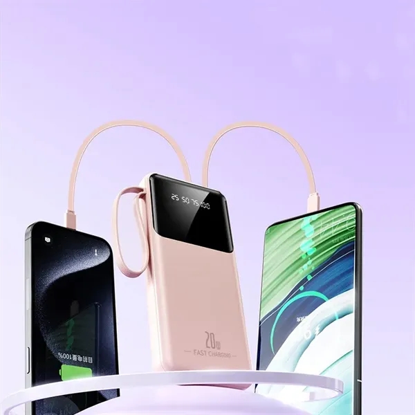 10000mAh Portable Charger with Built-in 4 Cables - 10000mAh Portable Charger with Built-in 4 Cables - Image 3 of 6