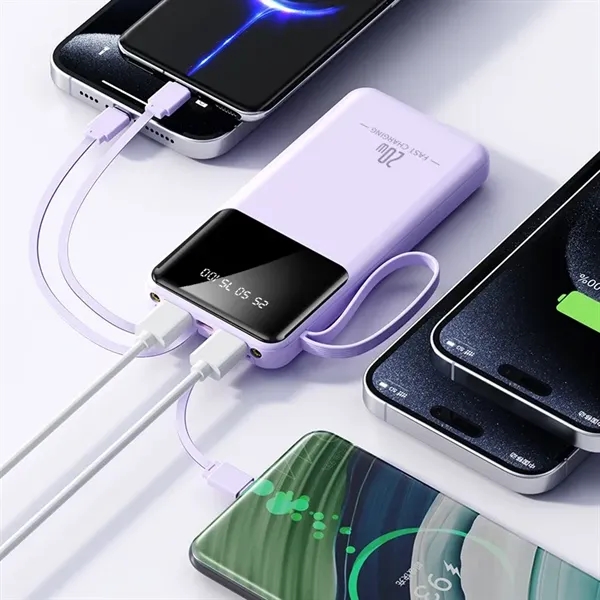 10000mAh Portable Charger with Built-in 4 Cables - 10000mAh Portable Charger with Built-in 4 Cables - Image 5 of 6