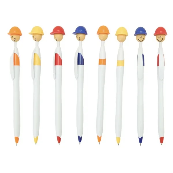 Safety Helmet Smile Face Plastic Ballpoint Pen - Safety Helmet Smile Face Plastic Ballpoint Pen - Image 0 of 4