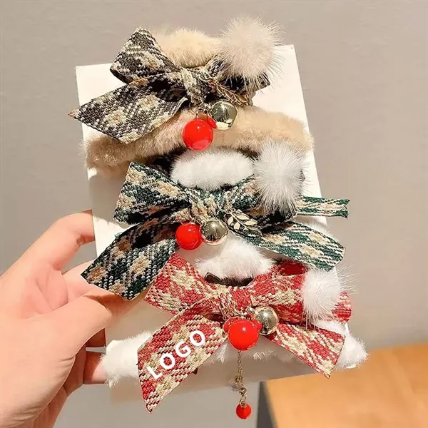 Xmas Plaid Bows Hairpins Claw Clip - Xmas Plaid Bows Hairpins Claw Clip - Image 3 of 4